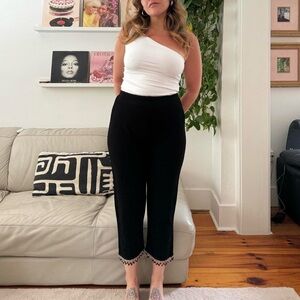 Vintage 1990s Black Pants with Beaded Trim